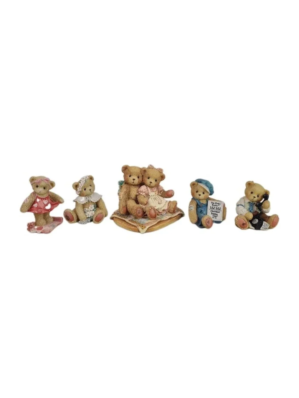 Set Of 5 Cherished Teddies Harrison Hartford Cub Bear CT002 Porcelain Figure